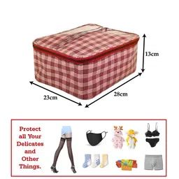 Kuber Industries Red 2 Pieces Checked Toiletry Bags With Handle image 5