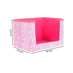 prettykrafts Set Of 6 Pink & White Leaf Printed Foldable Rectangle Saree Stacker Organisers image 3