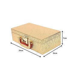 Kuber Industries Gold-Toned Wooden Number Lock System 2 Rod Bangle Box With Mirror & Handle image 4
