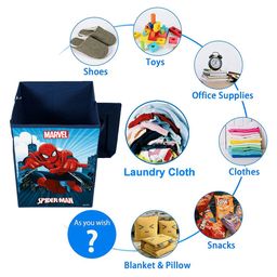 Kuber Industries Set Of 2 Navy Blue Marvel Spiderman Printed Foldable Storage Box With Handle image 3