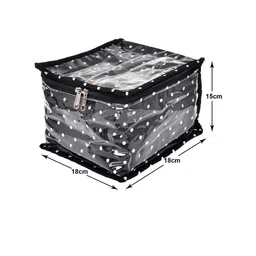 Kuber Industries Set Of 2 Black Printed Jewellery Organisers With 10 Transparent Pouches image 3
