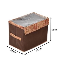 Kuber Industries Set Of 3 Brown Solid Multipurpose Organisers With Lid image 3