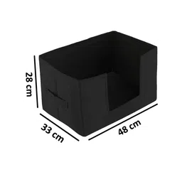Kuber Industries Unisex Set Of 2 Black Solid Saree Stacker Organisers image 2