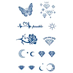 LICK Matte Finish Realistic Semi Temporary Body Tattoo - Diamond & Butterfly-54