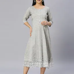 DUMMY SHAPE Round Neck Zari Maternity Anarkali Kurta-42