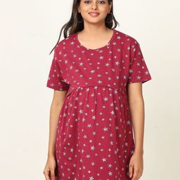 9shines Label Conversational Printed Maternity Cotton Longline A-Line Top-image-41