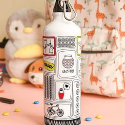 Indigifts Doodle Art Printed Aluminum Water Bottle 750 Ml-32