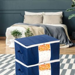 Kuber Industries Navy Blue 4 Pieces Non Woven Fabric Saree Organizers-33