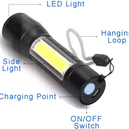 gallaxy Small Sun USB Flash Light LED Torch Built-in USB Charger with 3 Mode Brightness Setting 2 hrs Torch Emergency Light image 5