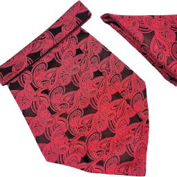 VOICI Men's Paisley Red & Black Color Pocket Square Cravat-image-68