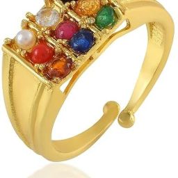 Brass Gold Naugrah Astrology Nine planetry stones Navgrah finger ring Men Women Brass Cubic Zirconia Gold Plated Ring-image-45