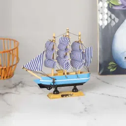 market 99 Marine Nautical Sailing Boat Ship Blue Wood Showpieces-picture-1