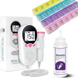 Heart Rate Monitor Ultra Sound Device for Pregnancy & Pill Organizer Pink Fetal Doppler-picture-23