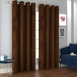 kraftiq homes 183 cm (6 ft) Velvet Room Darkening Window Curtain (Pack Of 2)-picture-37