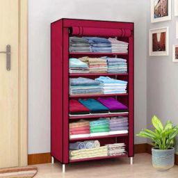 1 Door Multi-Purpose 6 Shelf Fabric PP Collapsible Wardrobe-image-76