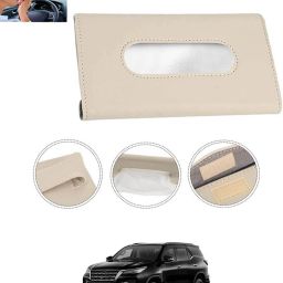 Beige Leatherite Rectangle Shape Fancy Design Tissue Dispencer For Car-17 Vehicle Tissue Dispenser-17