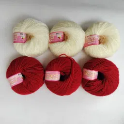 VARDHAN BABY SOFT YARN - 3 BALL YELLOW AND 3 BALL RED-image-99