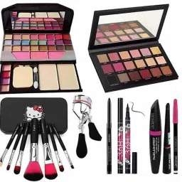 Tya Makeup Kit,Eyeshadow,7 Brush,Curler,Kajal,Eyeliner, 3 in 1 ( Pack Of 16 )-0
