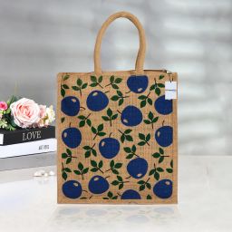 Jute Blue Apple Grocery Bag|Shopping Bag with Handle|Brown Grocery Bag-image-97