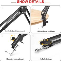 Wanzhow Overhead Tripod Stand 360 Degree Mobile Holder Cell Phone Stand For Side Videos Monopod, Tripod, Tripod Ball Head, Tripod Bracket, Tripod Clamp, Tripod Kit image 5