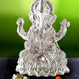 ASTRO-D 999 Silver Ganpati/Ganesha 50GM Murti/Idol Perfect for Gifting Decorative Showpiece - 10 cm-picture-1