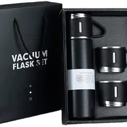 Steel Vacuum Flask Set with 3 Steel Cups Combo 500 ml Bottle-44