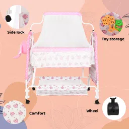 toyshoppee Cradle for kids cradle for baby boy and girl Cradle With Swing & Mosquito Net Bassinet image 3