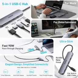 Anker USB-C Hub (5-in-1), 4K@30Hz HDMI with 100W Max Power Delivery A83570A0 USB Hub image 2