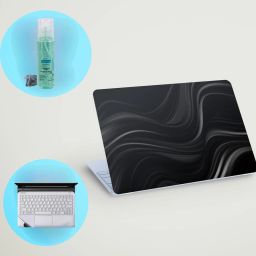 SDM 3in1 laptop skin, Cleaner Gell & Track Pad (black waves) 15.6 inch Combo Set-image-78