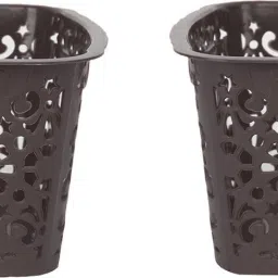 Polypropylene Small Turkish Baskets Small for Kitchen | Office | Pen | Pencil | Colours Utility | Cosmetics | Accessories | Closet | Wardrobe - Brown | Set of 2 Storage Basket-9