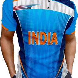 Men Typography, Printed Polo Neck Polyester Blue T-Shirt-image-3