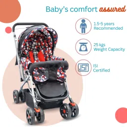 lovely baby Baby Stroller Pram with 5 Point Saftey Harness Reversible Handlebar Twin Strollers & Prams image 3
