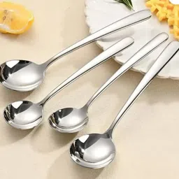 fanqew 4 Soup Spoon Spoon Stainless Steel Soup Spoon Set Disposable Stainless Steel Cutlery Set-picture-48