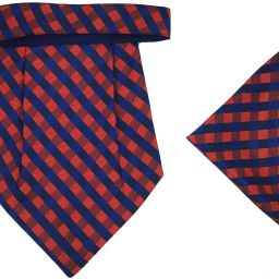 GOOD ONE STORE formal cravat set for men with pocket square (Red And Blue 151) Cravat-image-40