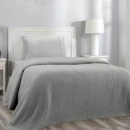 Grey Solid 210 TC Polyester Single Bed Cover by Maspar-picture-43