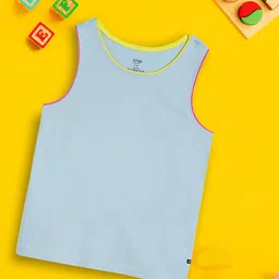 XY Life Blue Primary Ice Blue Intelliease Combed Cotton Tank Top-image-67