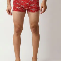 UnderJeans by Spykar Men Red Printed Cotton Blend Trunks - UJNPTS020RED-picture-51