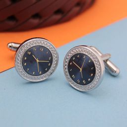 Kavove Blue & Silver-Toned Cufflink-11