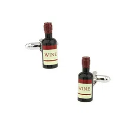 The Tie Hub  Men Red & Silver-Toned Red Wine Bottle Cufflinks-image-69