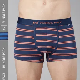 Force NXT Men Pack Of 2 Assorted Striped Cotton Trunks With ULTRA FRESH Technology-4