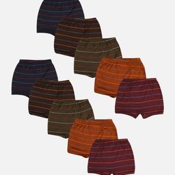 PRIDE APPAREL Kids Set Of 10 Striped Cotton Trunks-11