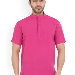 Latest Chikan Garments Men Pink Striped Cotton Kurta-image-69