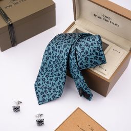 The Tie Hub Men Silk Formal Necktie With Cufflinks-image-73