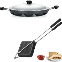 Gas Stove Compatible Sandwich Maker | Appam Patra with Stainless Steel Lid S3 Toast-image-73
