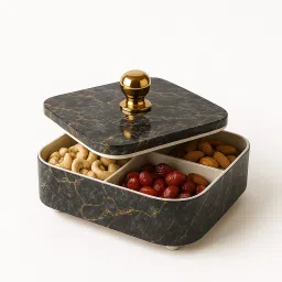 Dry Fruit Container Tray Set with Lid for Serving Sweets/Chips/Cookies (BLACK) Container Serving Set-image-19