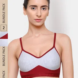 College Girl Maroon & Pink Pack of 2 Non Wired Non Padded Bra-image-69
