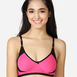 VStar Women Pink Cotton blend double layered medium coverage T-shirt bra-image-28