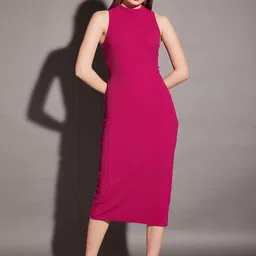 MABISH by Sonal Jain High Neck Sleeveless Bodycon Midi Dress-image-88