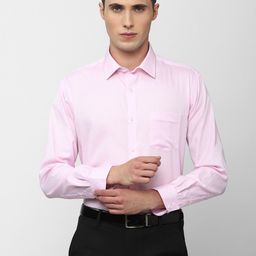 Van Heusen Men Pink Self Design Pure Cotton Formal Shirt-image-63