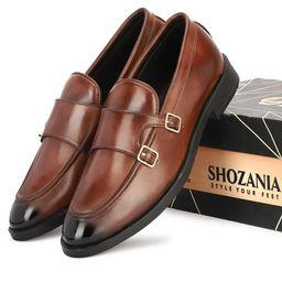 SHOZANIA Men Buckle Detail Leather Formal Loafers-image-38